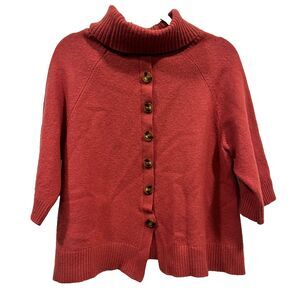 Soft Surroundings Petite XL Sweater Buttons On Back Coral Cotton Wool Blend